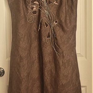 LANE BRYANT V-NECK BEADED FLORAL FRONT SLEEVLESS EVENING DRESS SIZE 22
